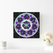 Paarse paraplu & harten .7 vierkante klok (Huis)