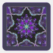 Paarse paraplu & harten .7 vierkante sticker (Voorkant)