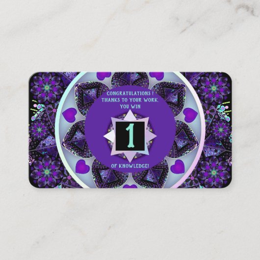 Paarse paraplu & harten .7 visitekaartje (Voorkant)