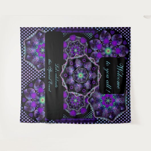 Paarse paraplu & harten .7 wandkleed (Voorkant (horizontaal))