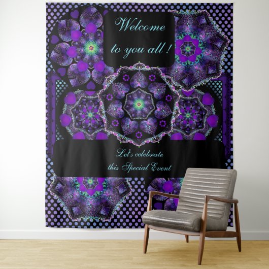 Paarse paraplu & harten .7 wandkleed (In situ)