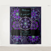 Paarse paraplu & harten .7 wandkleed (Voorkant)