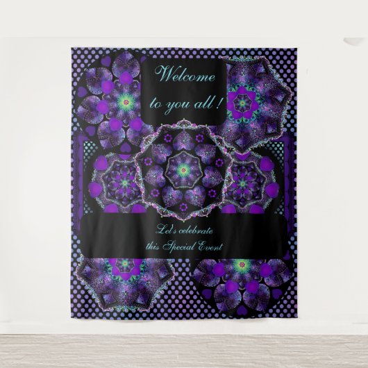 Paarse paraplu & harten .7 wandkleed (Voorkant)