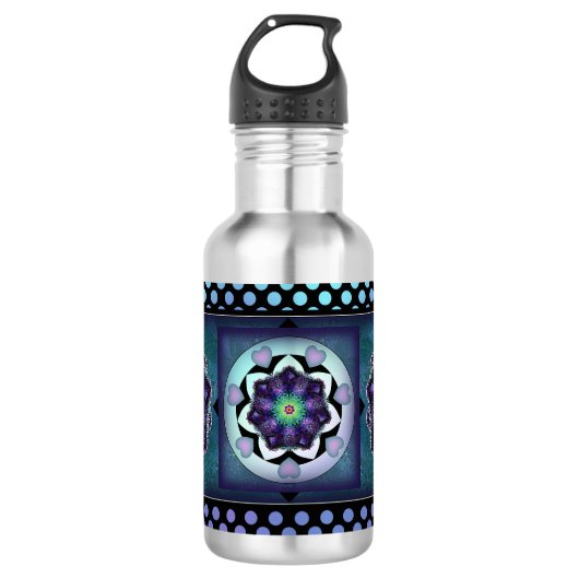 Paarse paraplu & harten .7 waterfles  (Voorkant)
