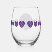 Paarse paraplu & harten .7 wijnglas zonder voet (Rechts)