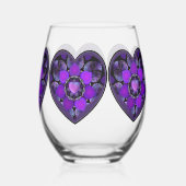Paarse paraplu & harten .7 wijnglas zonder voet (Achterkant)