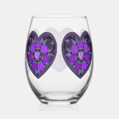Paarse paraplu & harten .7 wijnglas zonder voet (Rechts)