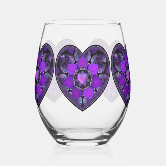 Paarse paraplu & harten .7 wijnglas zonder voet (Links)