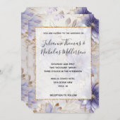 Paarse Parel Goud Bloemen Bruiloft Kaart (Voorkant / Achterkant)