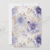 Paarse Parel Goud Bloemen Bruiloft Kaart (Achterkant)