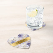 Paarse Parel Goud Bloemen Bruiloft Kartonnen Onderzetters (Insitu)