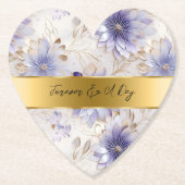 Paarse Parel Goud Bloemen Bruiloft Kartonnen Onderzetters (Voorkant)