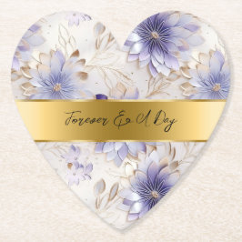  Paarse Parel Goud Bloemen Bruiloft Kartonnen Onderzetters