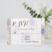  Paarse Parel Goud Bloemen Bruiloft RSVP Informatiekaartje (Staand voorkant)