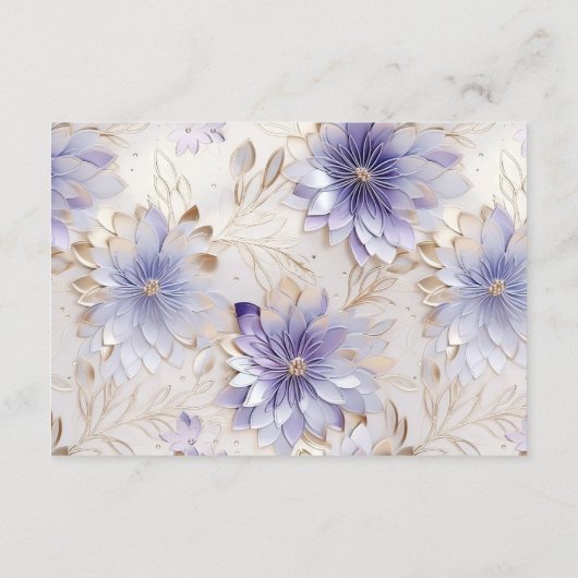  Paarse Parel Goud Bloemen Bruiloft RSVP Informatiekaartje (Achterkant)