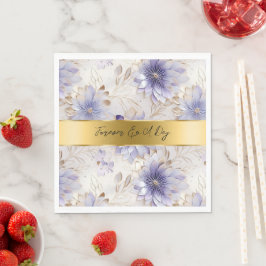 Paarse Parel Goud Bloemen Bruiloft Servet
