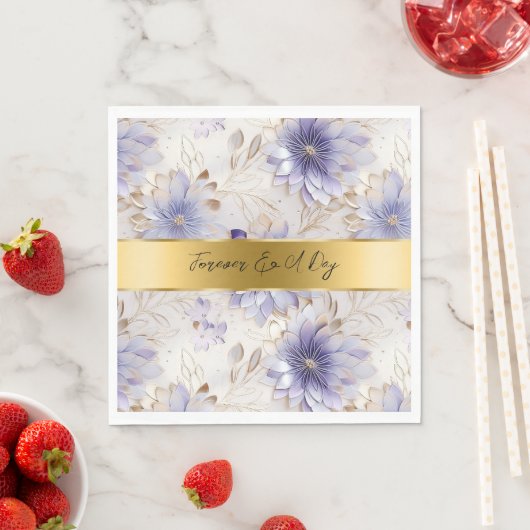  Paarse Parel Goud Bloemen Bruiloft Servet (Insitu)