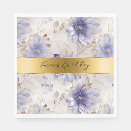  Paarse Parel Goud Bloemen Bruiloft Servet