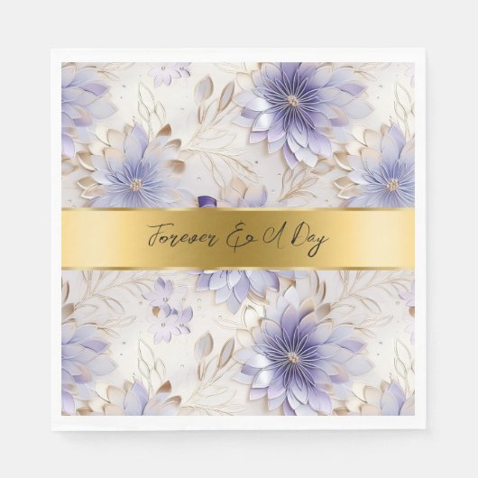  Paarse Parel Goud Bloemen Bruiloft Servet (Voorkant)