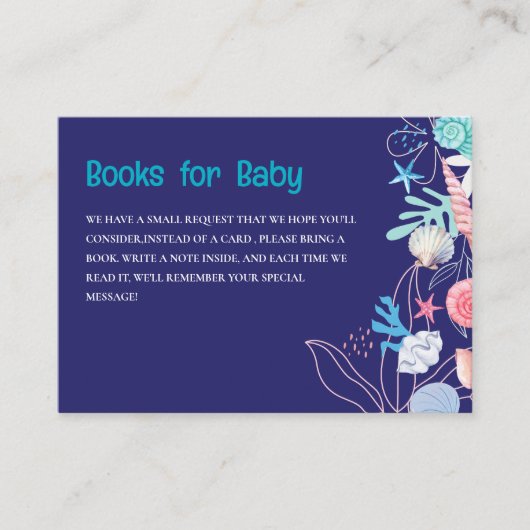 Paarse parel onder het zeeen baby shower Boek Informatiekaartje (Voorkant)
