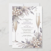 Paarse Parels en Prosecco Vrijgezellenfeest Kaart (Voorkant)