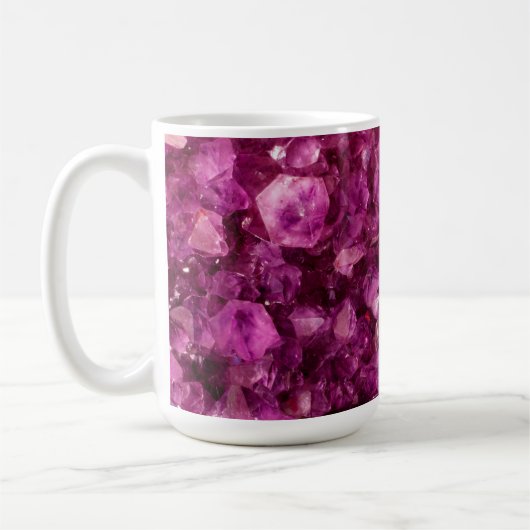 Paarse Pareltjes Achtergrond van Amethyst Quartz C Koffiemok (Links)