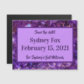 Paarse Pareltjes Bewaar de datummagneet Magnetische Uitnodiging (Voorkant / Achterkant)