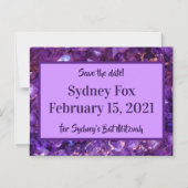 Paarse Pareltjes Bewaar de datummagneet Magnetische Uitnodiging (Voorkant)