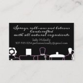 Paarse parfumeflessen visitekaartje geslepen lotio (Achterkant)