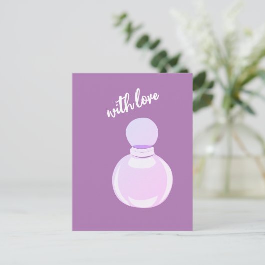 Paarse parfumfles briefkaart (Staand voorkant)