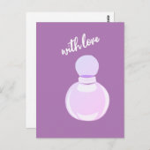 Paarse parfumfles briefkaart (Voorkant / Achterkant)