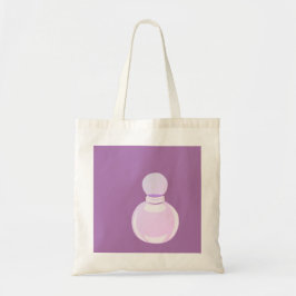 Paarse parfumfles tote bag
