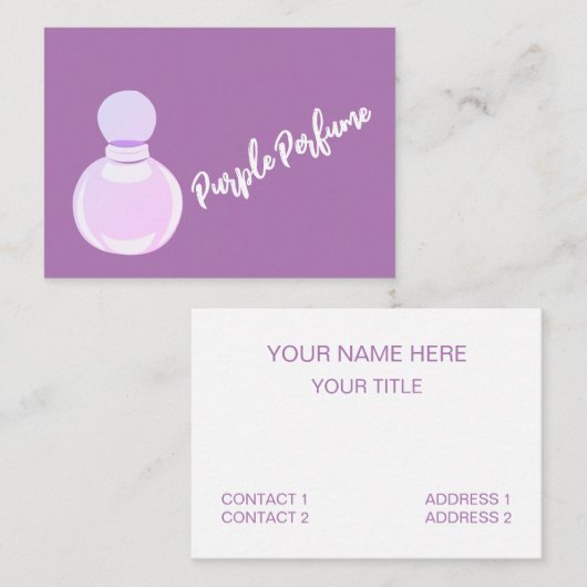 Paarse parfumfles visitekaartje (Voorkant / Achterkant)