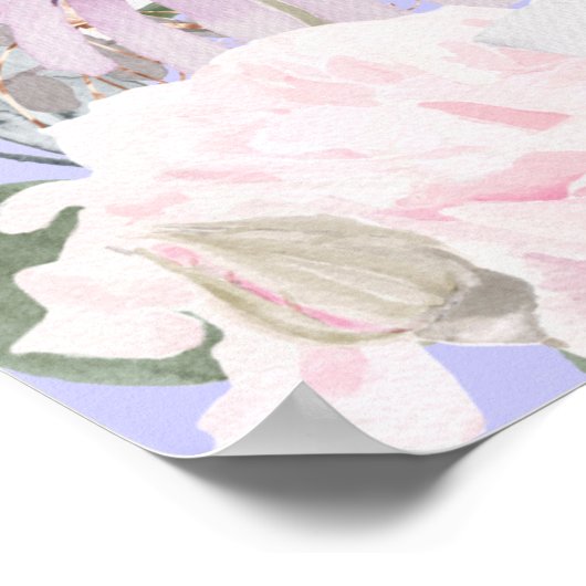 Paarse parfumflesflesjes grafisch monogram poster (Hoek)