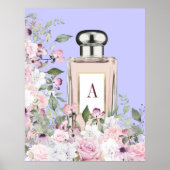 Paarse parfumflesflesjes grafisch monogram poster (Voorkant)