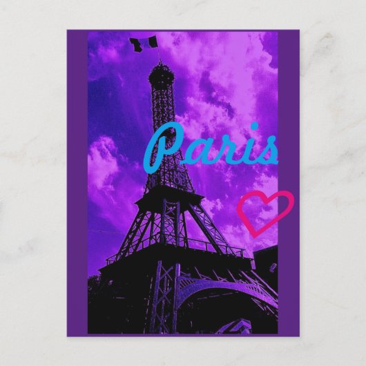 Paarse Parijs Briefkaart (Voorkant)
