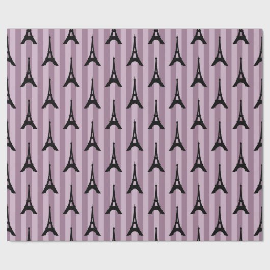 Paarse Parijs Eiffeltoren patroon Cadeaupapier (Vlak)