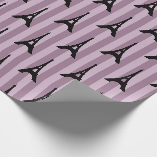 Paarse Parijs Eiffeltoren patroon Cadeaupapier (Hoek)