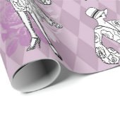 Paarse Parijse Art Deco Patroon Cadeaupapier (Rol Hoek)