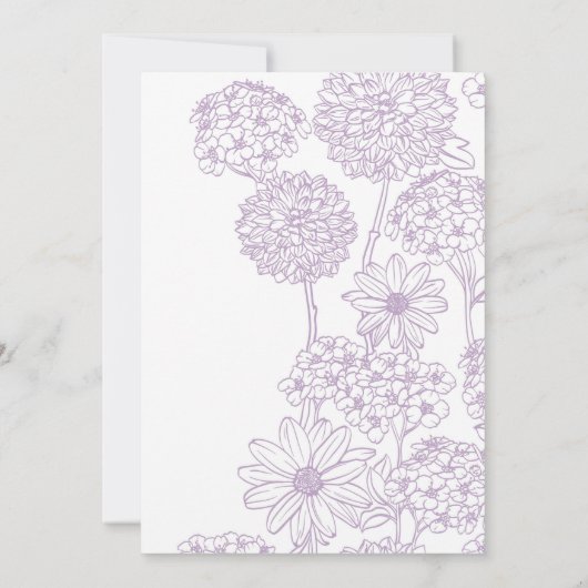 Paarse Parijse Bloemen Bruidsdouche Uitnodiging (Achterkant)