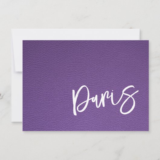 Paarse Parijse Paspoort Bedankkaart (Achterkant)