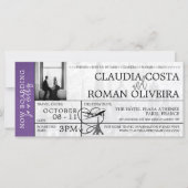 Paarse Paris bruiloft instapkaart uitnodiging (Voorkant)