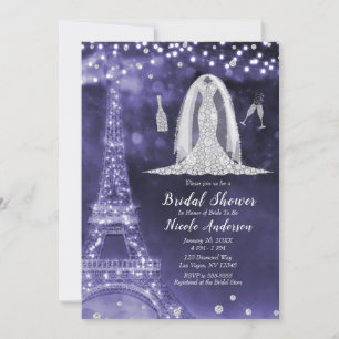Paarse Paris Night Diamond Jurk Bruids Shower Kaart
