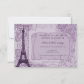 Paarse Parisian Bridal Shower Kaart (Voorkant)