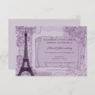 Paarse Parisian Bridal Shower Kaart