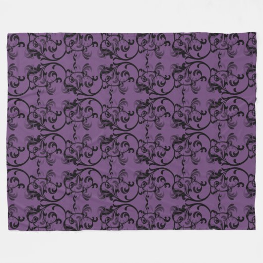 Paarse Parisian Damask Fleece Blanket (Voorkant (Horizontaal))