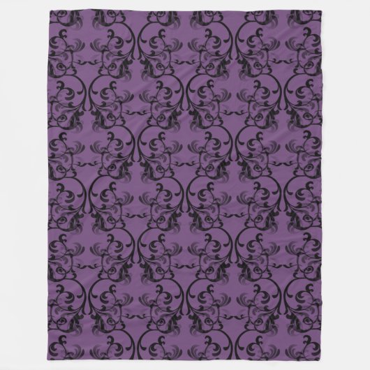 Paarse Parisian Damask Fleece Blanket Deken (Voorkant)