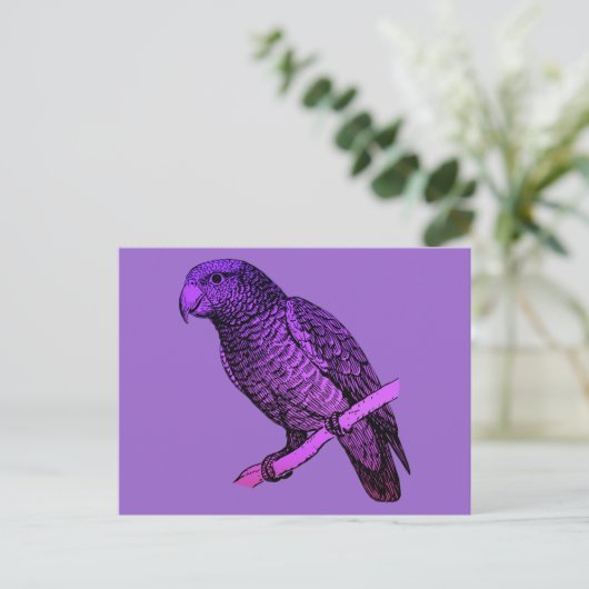 Paarse Parrot Briefkaart (Staand voorkant)