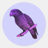 Paarse Parrot Ronde Sticker (Voorkant)