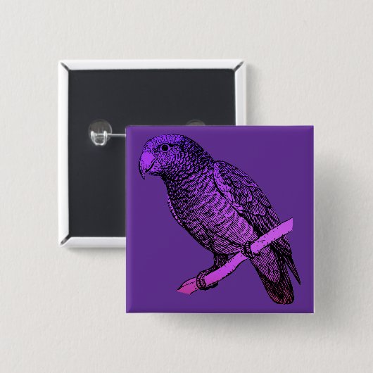 Paarse Parrot Vierkante Button 5,1 Cm (Voorkant /achterkant)